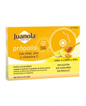 juanola propolis con miel zinc vitamina c 24 pastillas